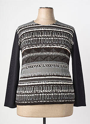 Pull coupe cintrée manches longues noir GRIFFON femme