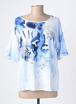 T-shirt stretch manches courtes bleu FRANK WALDER femme