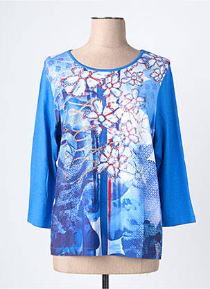 T-shirt coupe droite manches 3/4 bleu RABE femme