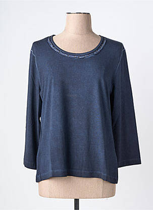T-shirt sérigraphie avec strass manches 3/4 bleu fonce RABE femme