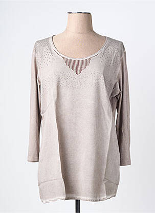 Top col rond manches 3/4 marron THOMAS RABE femme