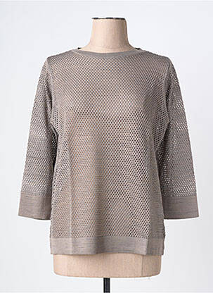 Pull maille ajourée manches 3/4 marron THOMAS RABE femme