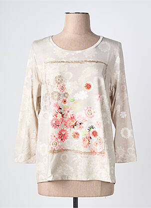 T-shirt sérigraphie manches 3/4 beige THOMAS RABE femme