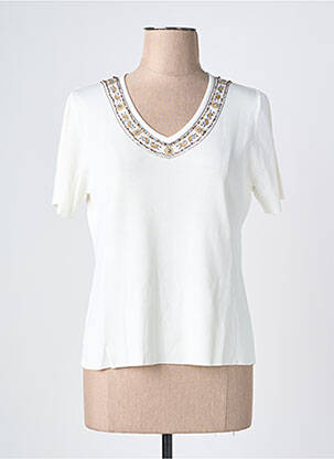 T-shirt col v manches courtes beige PAUPORTÉ femme