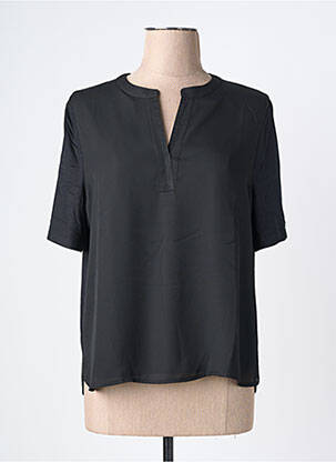 Blouse tissage crêpe manches courtes noir FRANK WALDER femme