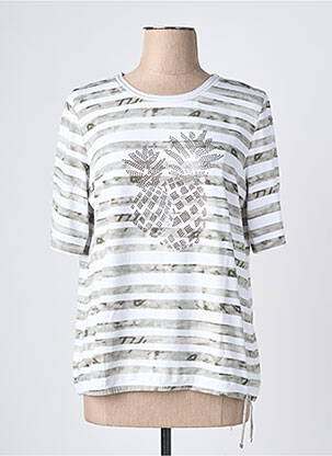 T-shirt sérigraphie avec strass manches courtes gris RABE femme