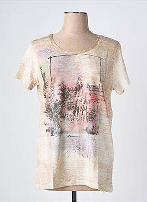 T-shirt stretch manches courtes beige THOMAS RABE femme