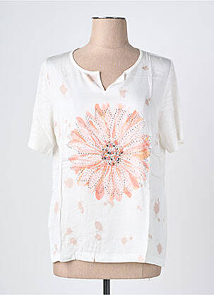 T-shirt sérigraphie avec strass manches courtes beige THOMAS RABE femme