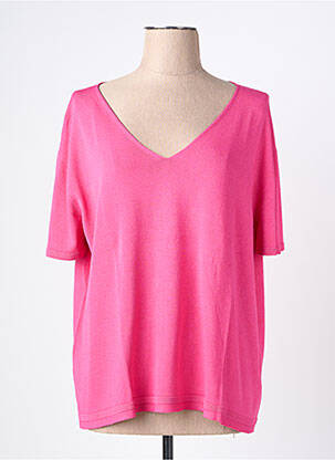 Pull coupe droite manches courtes rose ESCORPION femme