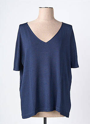 Pull coupe droite manches courtes bleu ESCORPION femme