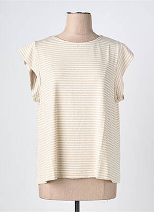 T-shirt coupe droite manches courtes beige GUITARE femme