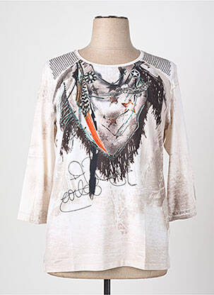 Top tissage jersey manches 3/4 beige THOMAS RABE femme