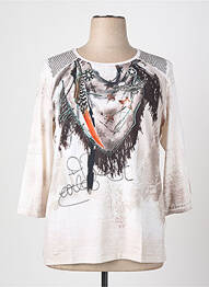 Top tissage jersey manches 3/4 beige THOMAS RABE femme