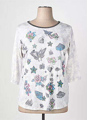 T-shirt sérigraphie manches 3/4 gris THOMAS RABE femme