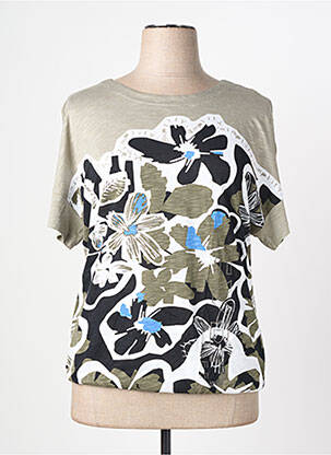 T-shirt sérigraphie avec strass manches courtes vert RABE femme