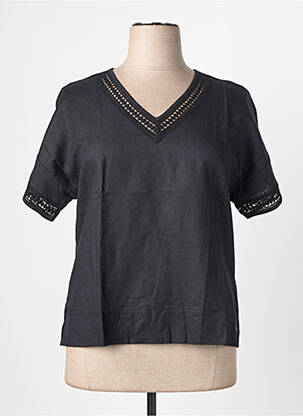 Top tissage crêpe manches courtes noir OLSEN femme