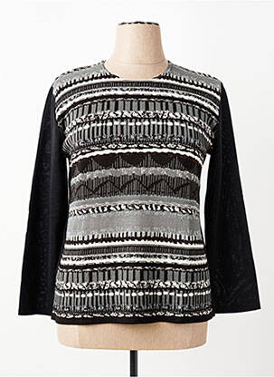 Pull coupe cintrée manches longues noir GRIFFON femme