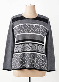 Pull coupe cintrée manches longues noir GRIFFON femme