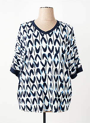 T-shirt imprimé fantaisie manches courtes bleu FRANK WALDER femme