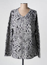 Pull col v manches longues gris I.ODENA femme