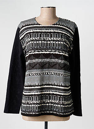 Pull coupe droite manches longues noir GRIFFON femme