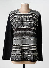Pull coupe droite manches longues noir GRIFFON femme