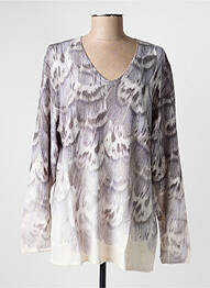 Pull col v manches longues gris OLSEN femme