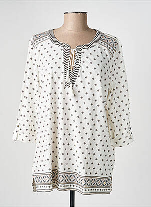 Top imprimé fantaisie manches 3/4 blanc OLSEN femme