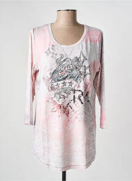 T-shirt imprimé fantaisie manches 3/4 rose RABE femme
