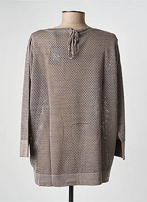 Pull coupe droite manches longues marron RABE femme