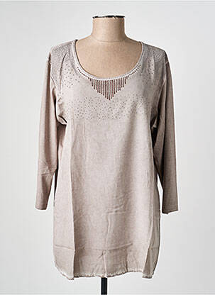 Top coupe cintrée manches 3/4 beige RABE femme