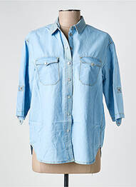 Chemisier coupe droite manches 3/4 bleu COUTURIST femme