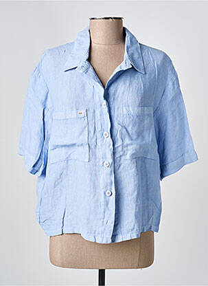 Chemisier coupe droite manches courtes bleu COUTURIST femme