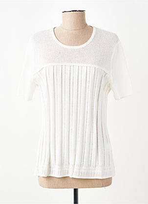 Pull coupe cintrée manches courtes blanc RODAM femme