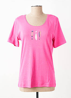 T-shirt sérigraphie floquée manches courtes rose ARMOR LUX femme