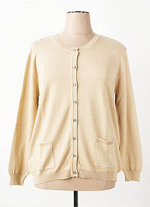 Gilet manches longues col rond beige GRIFFON femme