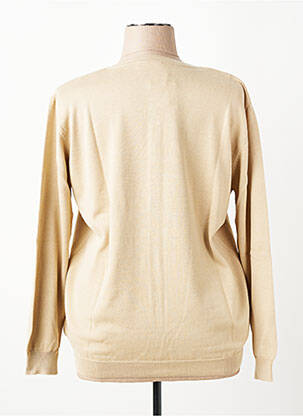 Gilet manches longues col rond beige GRIFFON femme