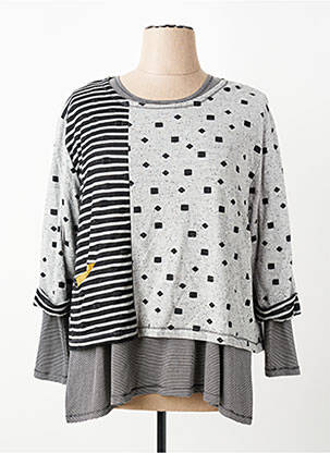 Tunique manches longues col rond gris FRANCK ANNA femme