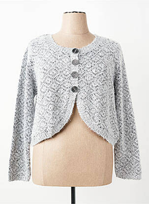 Gilet manches longues col rond gris GRIFFON femme