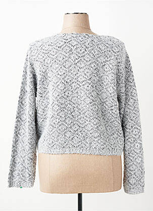 Gilet manches longues col rond gris GRIFFON femme