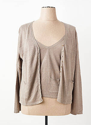 Twin-set col v marron FINETTE femme