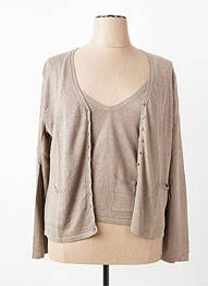 Twin-set col v marron FINETTE femme