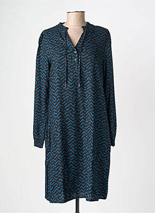 Robe mi-longue coupe fluide manches longues bleu STREET ONE femme