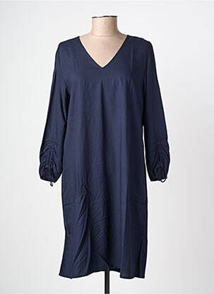 Robe mi-longue coupe fluide manches longues bleu STREET ONE femme