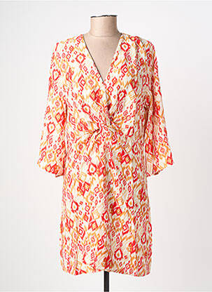 Robe courte manches longues manches longues orange SARAH JOHN femme