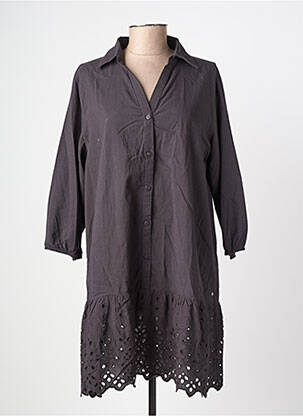 Robe mi-longue manches longues manches longues gris BROADWAY femme