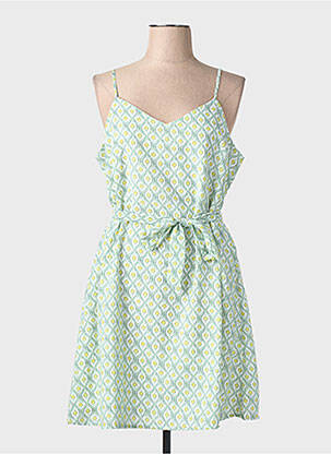 Robe mi-longue imprimé fantaisie fines bretelles vert ONLY femme
