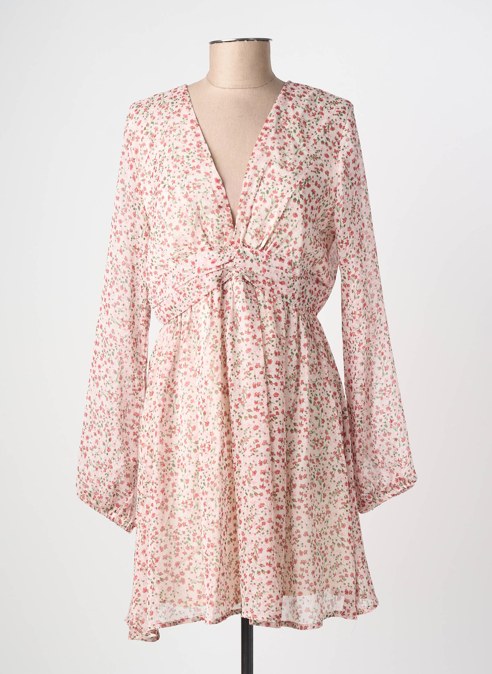Robe courte coupe évasée manches longues rouge EMMA ELLA femme
