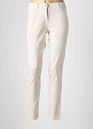 Pantalon slim tissage popeline taille normale beige COUTURIST femme