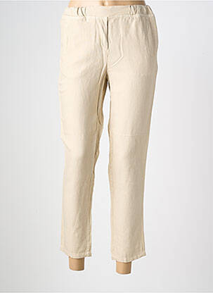 Pantalon 7/8 tissage popeline taille normale beige COUTURIST femme